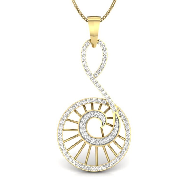 IGI Certified Natural Diamond Design Pendant 14K/18K Fine Yellow Gold