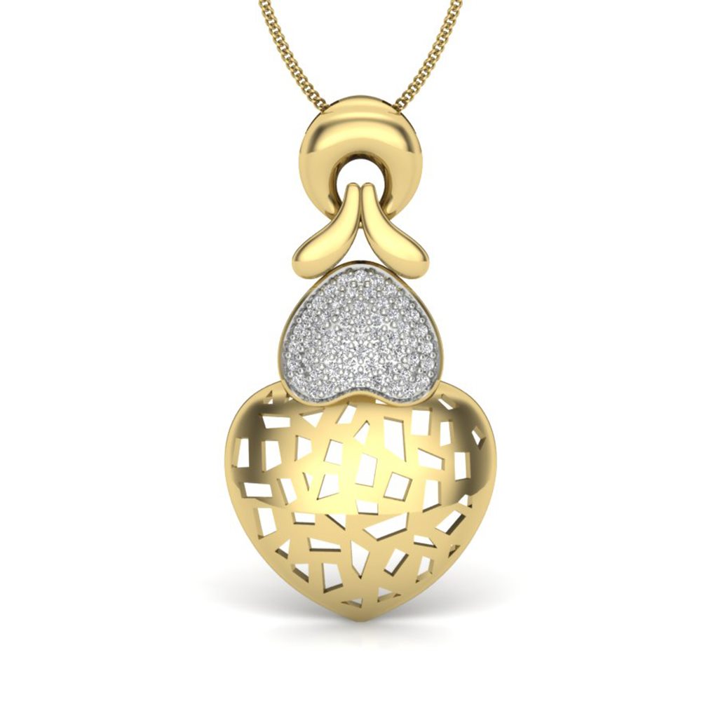 IGI Certified Natural Diamond Design Pendant 14K/18K Fine Yellow Gold