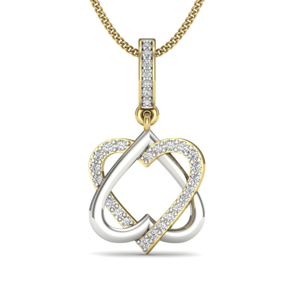 IGI Certified Natural Diamond Design Pendant 14K/18K Fine Yellow & White Gold