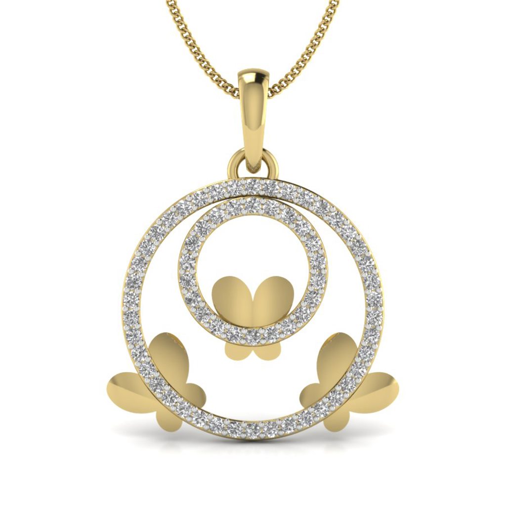 IGI Certified Natural Diamond Design Pendant 14K/18K Fine Yellow Gold