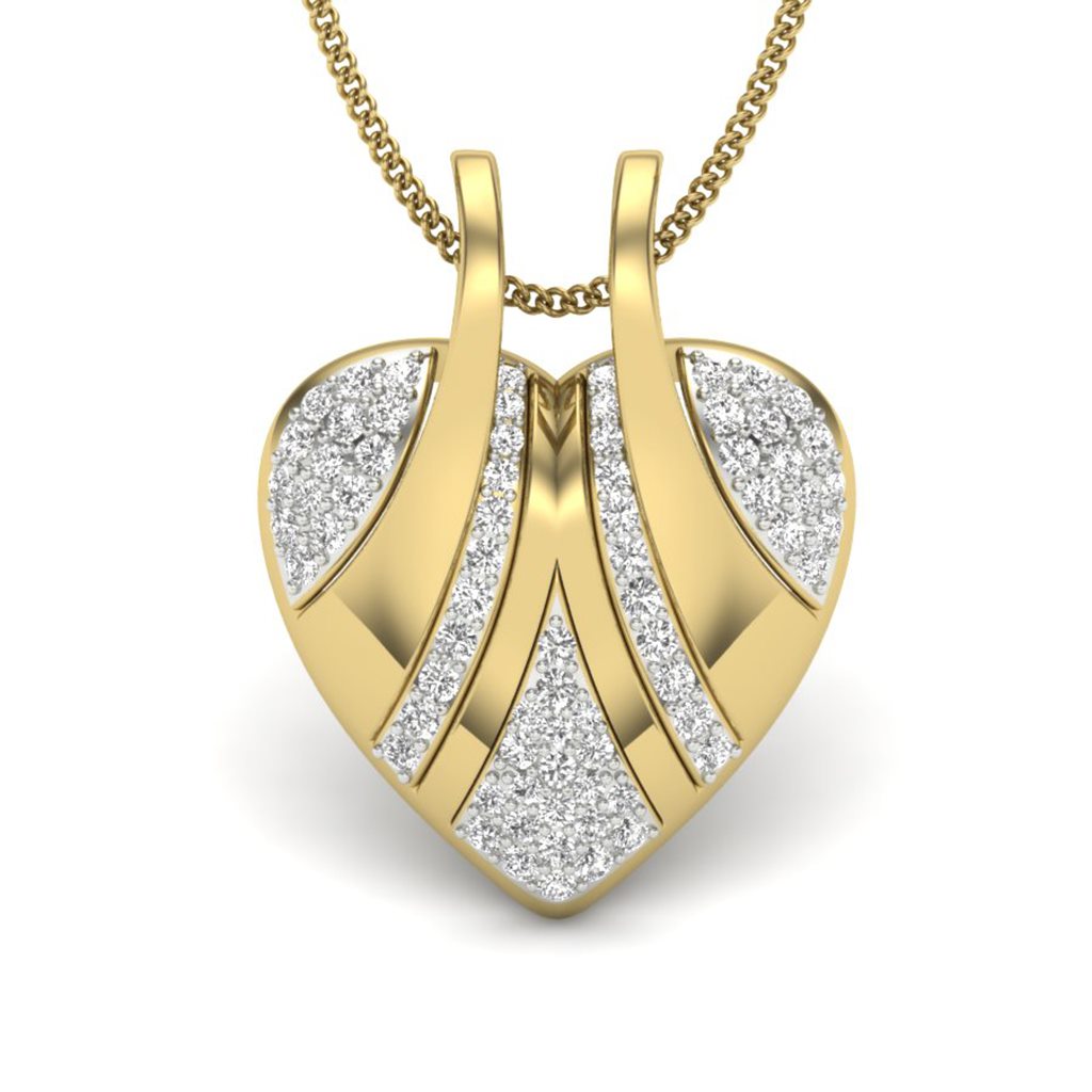 IGI Certified Natural Diamond Design Pendant 14K/18K Fine Yellow Gold