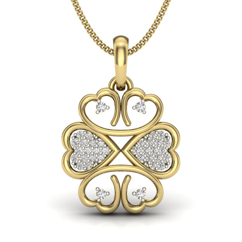 IGI Certified Natural Diamond Design Pendant 14K/18K Fine Yellow Gold