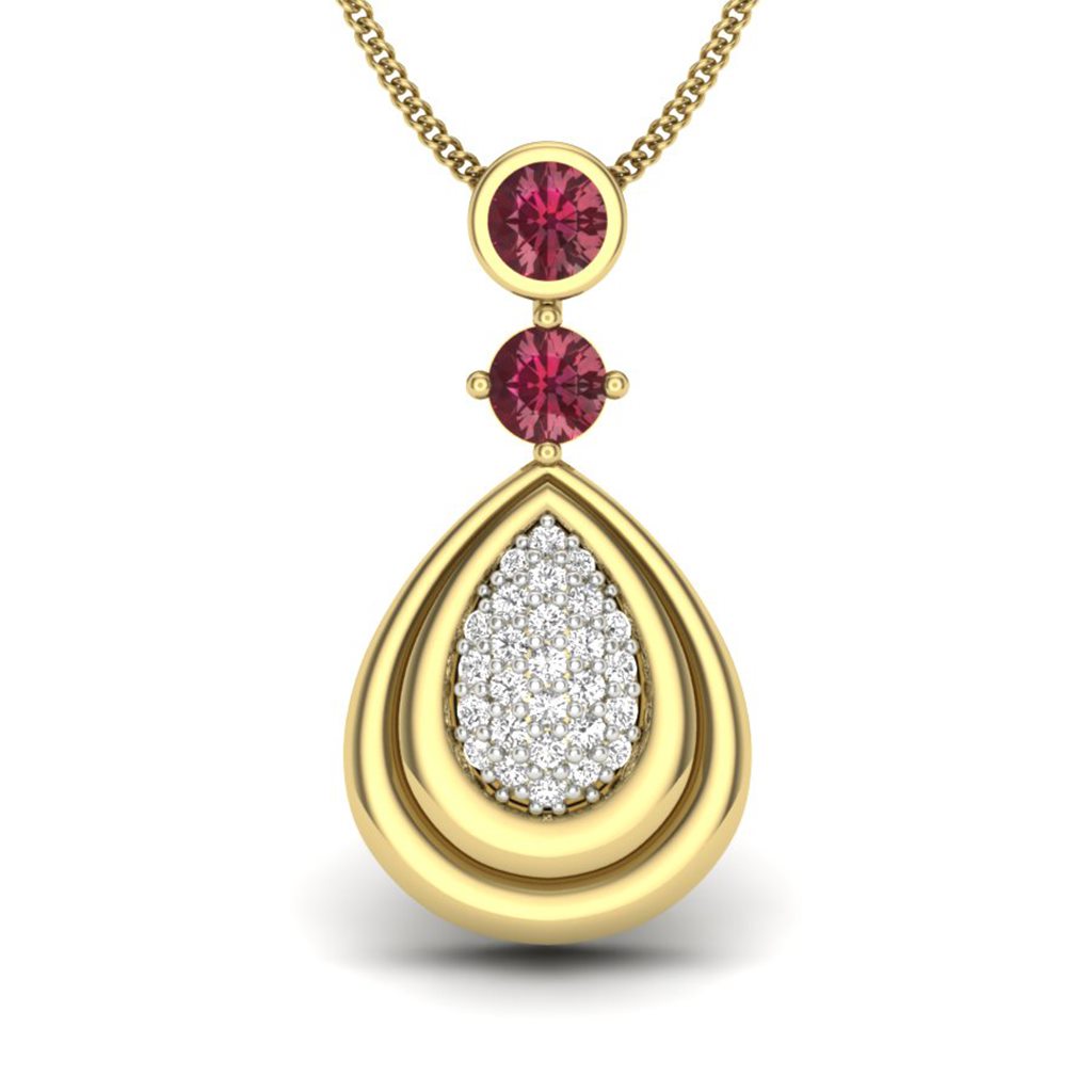 IGI Certified Natural Diamond Design Pendant 14K/18K Fine Yellow Gold