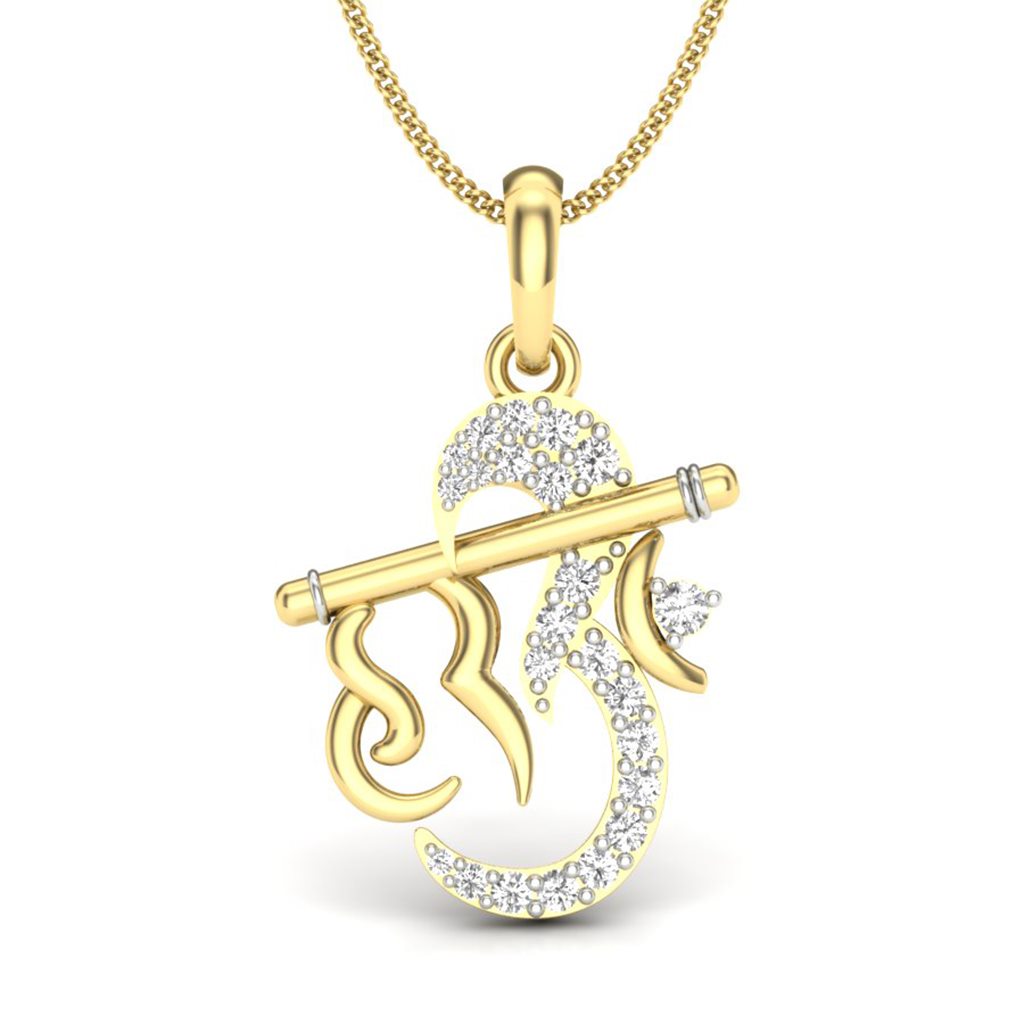 IGI Certified Natural Diamond Design Pendant 14K/18K Fine Yellow Gold