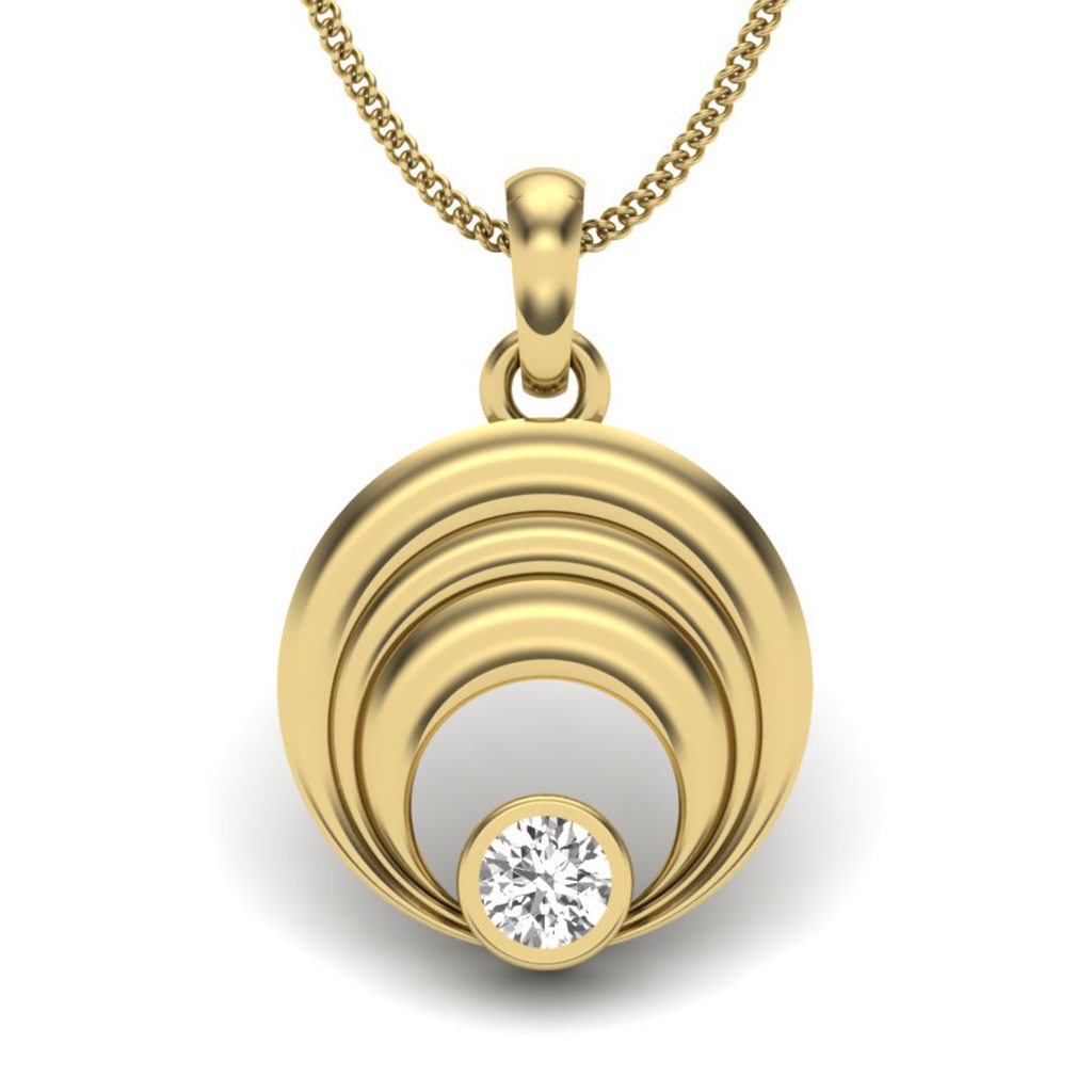 IGI Certified Natural Diamond Design Pendant 14K/18K Fine Yellow Gold