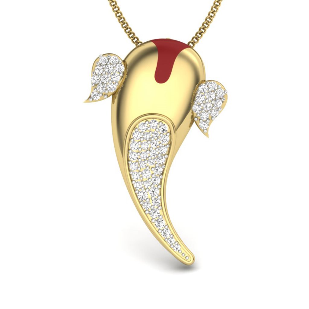 IGI Certified Natural Diamond Design Pendant 14K/18K Fine Yellow Gold