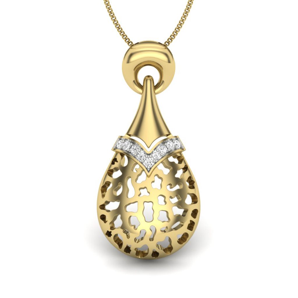 IGI Certified Natural Diamond Design Pendant 14K/18K Fine Yellow Gold