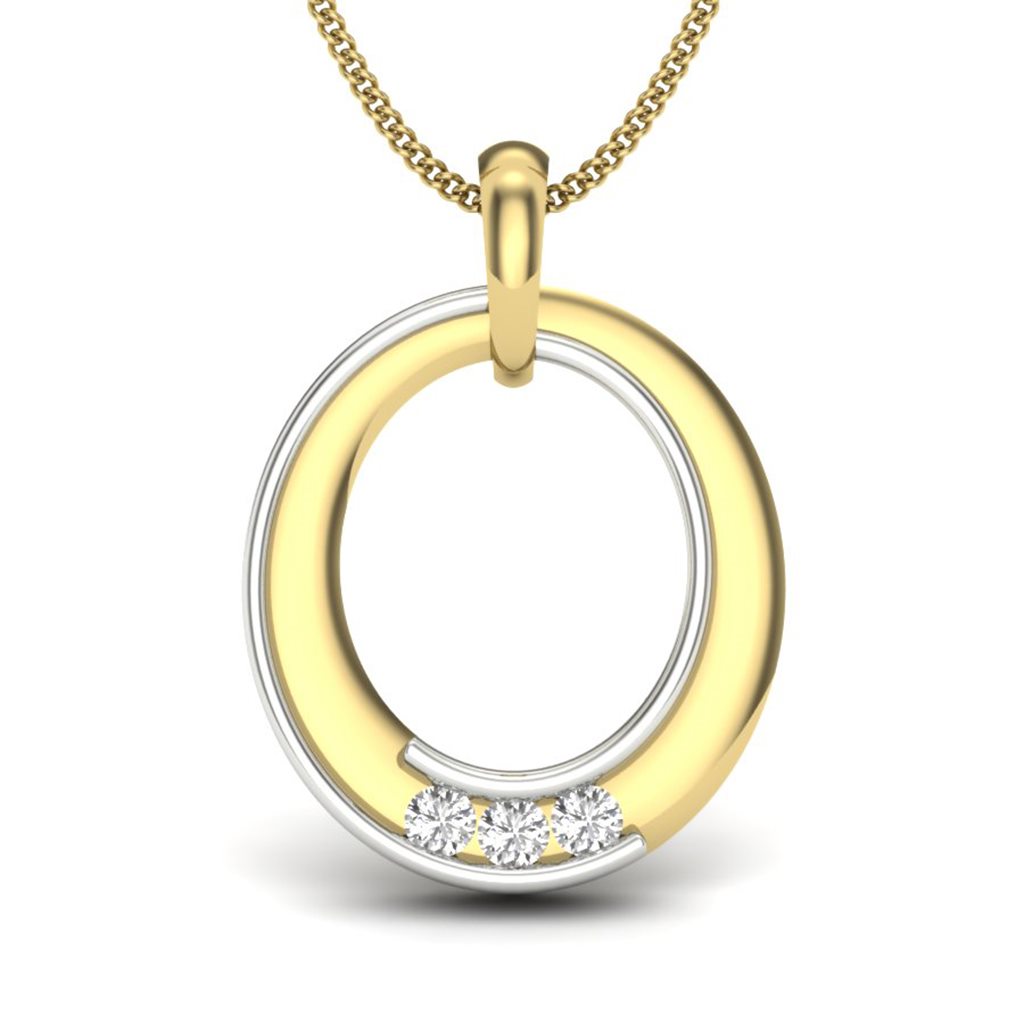 IGI Certified Natural Diamond Design Pendant 14K/18K Fine Yellow & White Gold