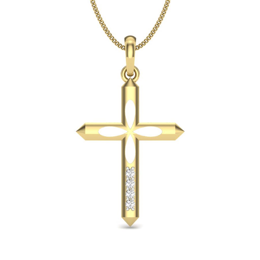 IGI Certified Natural Diamond Design Pendant 14K/18K Fine Yellow Gold