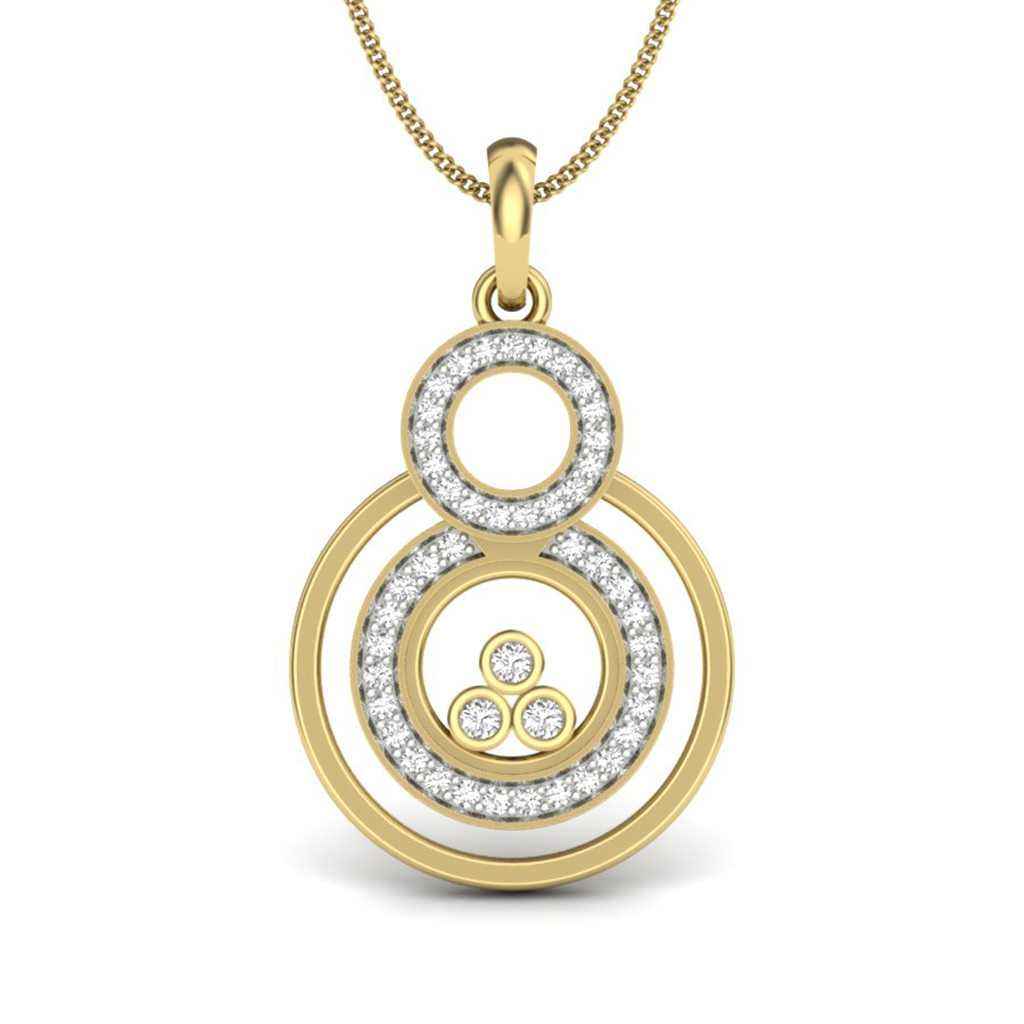 IGI Certified Natural Diamond Design Pendant 14K/18K Fine Yellow Gold