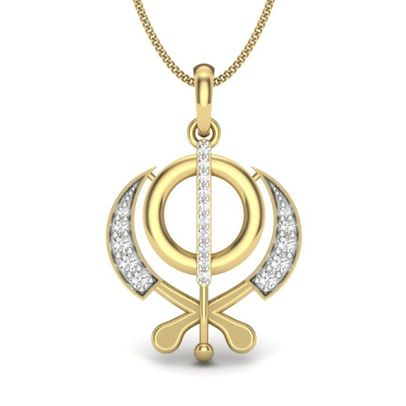 IGI Certified Natural Diamond Design Pendant 14K/18K Fine Yellow Gold