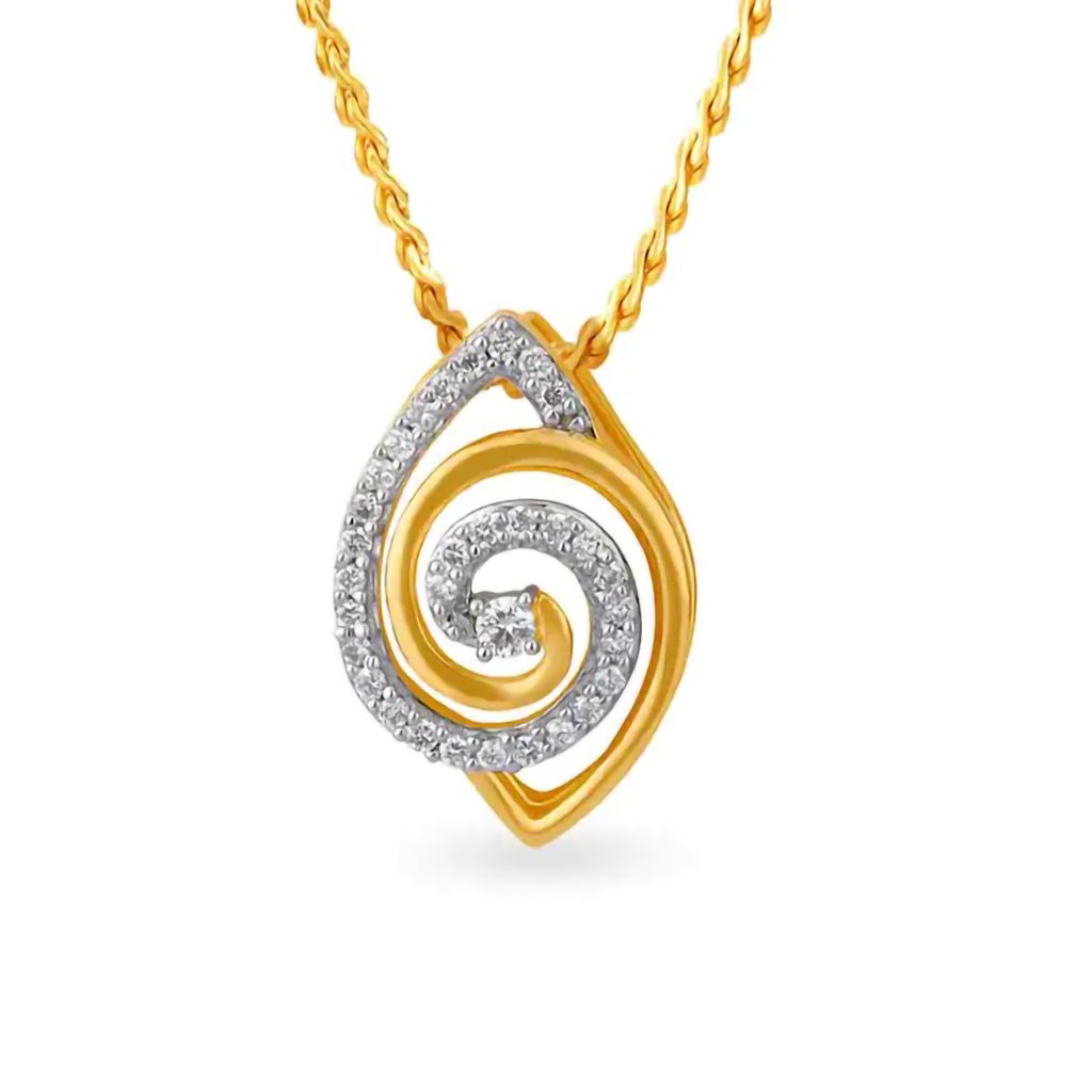 IGI Certified Natural Diamond Design Pendant 14K/18K Fine Yellow Gold