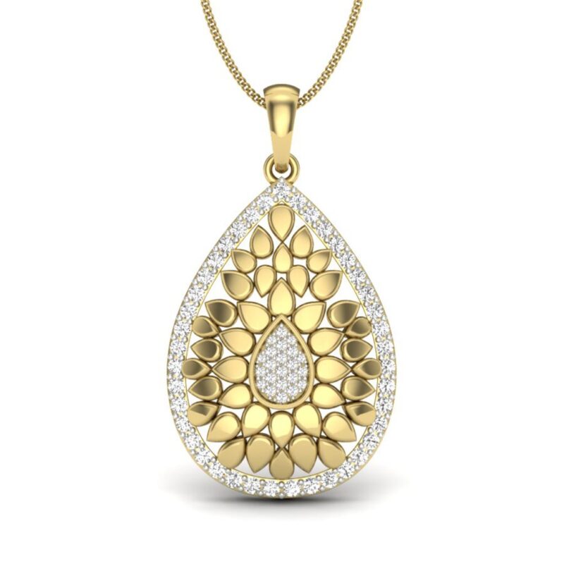 IGI Certified Natural Diamond Design Pendant 14K/18K Fine Yellow Gold