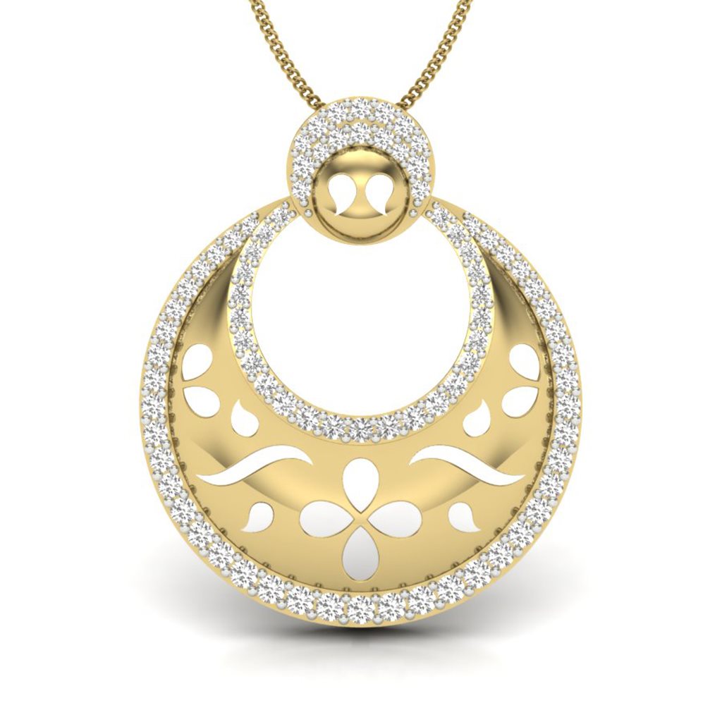 IGI Certified Natural Diamond Design Pendant 14K/18K Fine Yellow Gold