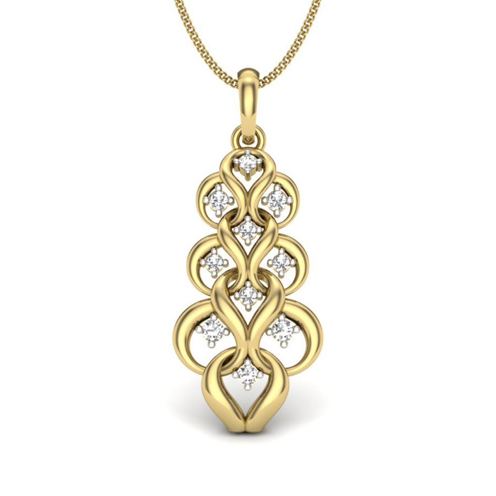 IGI Certified Natural Diamond Design Pendant 14K/18K Fine Yellow Gold