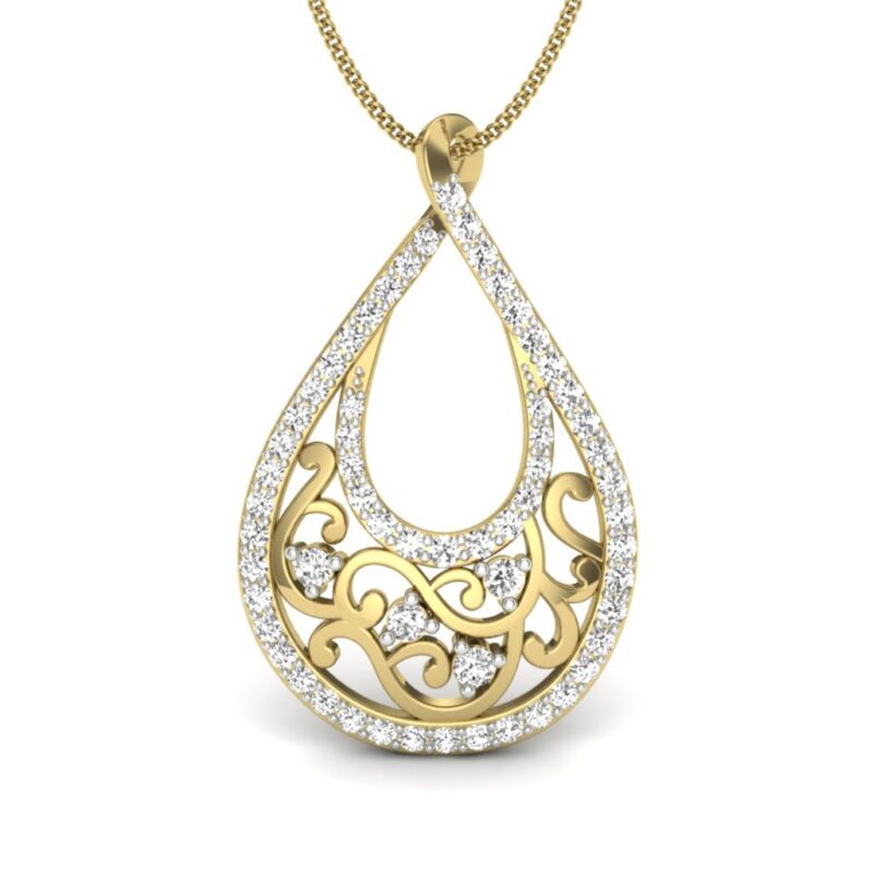 IGI Certified Natural Diamond Design Pendant 14K/18K Fine Yellow Gold