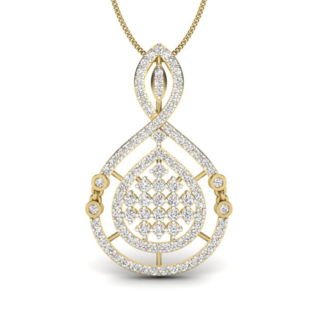 IGI Certified Natural Diamond Design Pendant 14K/18K Fine Yellow Gold