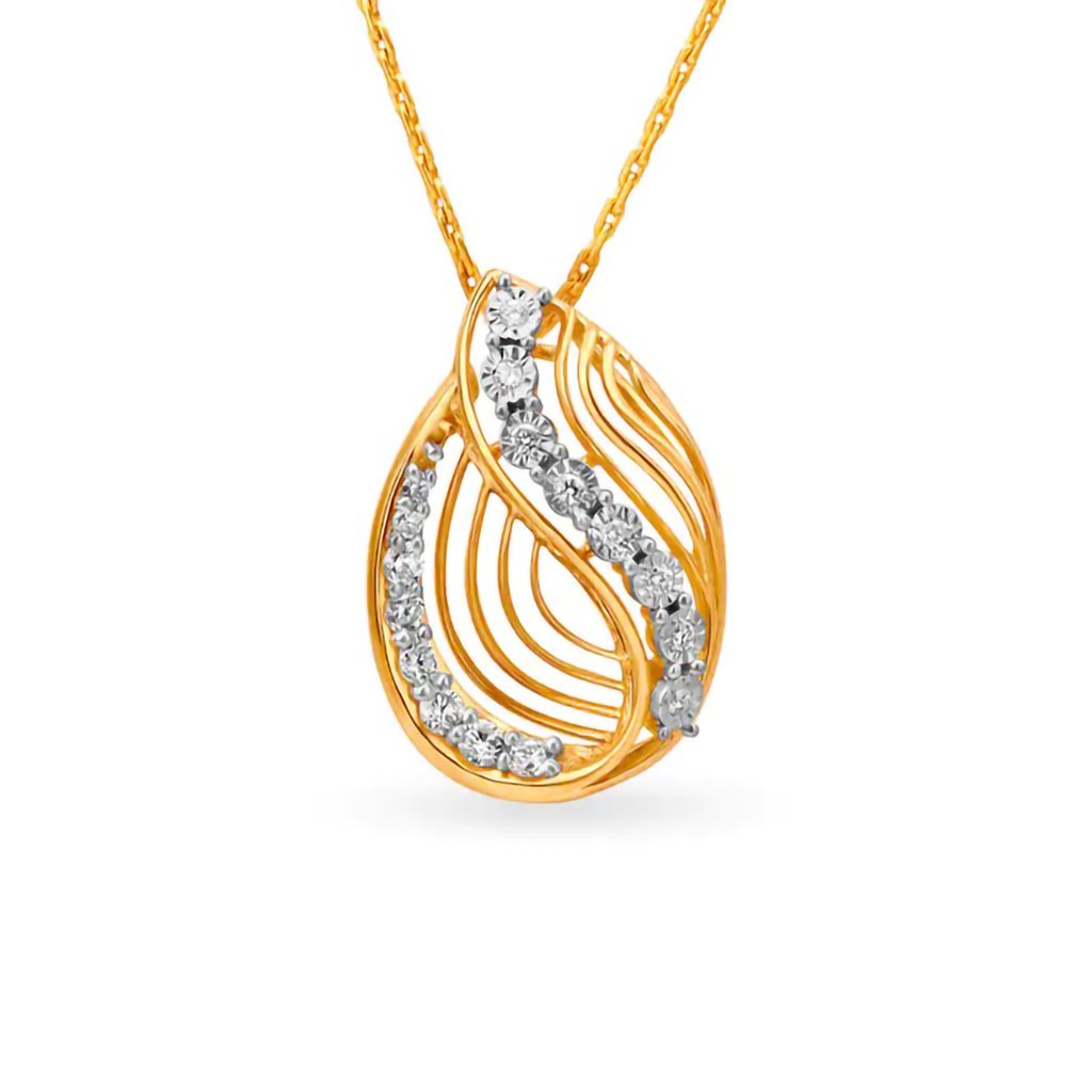 IGI Certified Natural Diamond Design Pendant 14K/18K Fine Yellow Gold