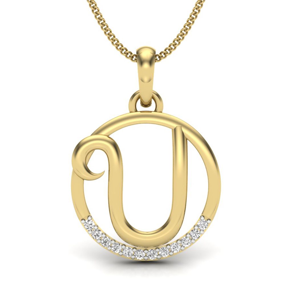 IGI Certified Natural Diamond Design Pendant 14K/18K Fine Yellow Gold