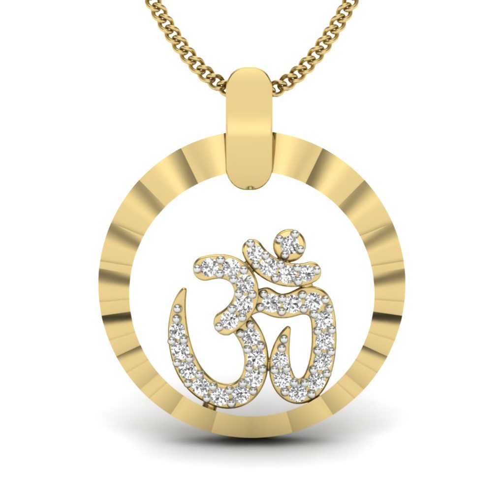 IGI Certified Natural Diamond Design Pendant 14K/18K Fine Yellow Gold