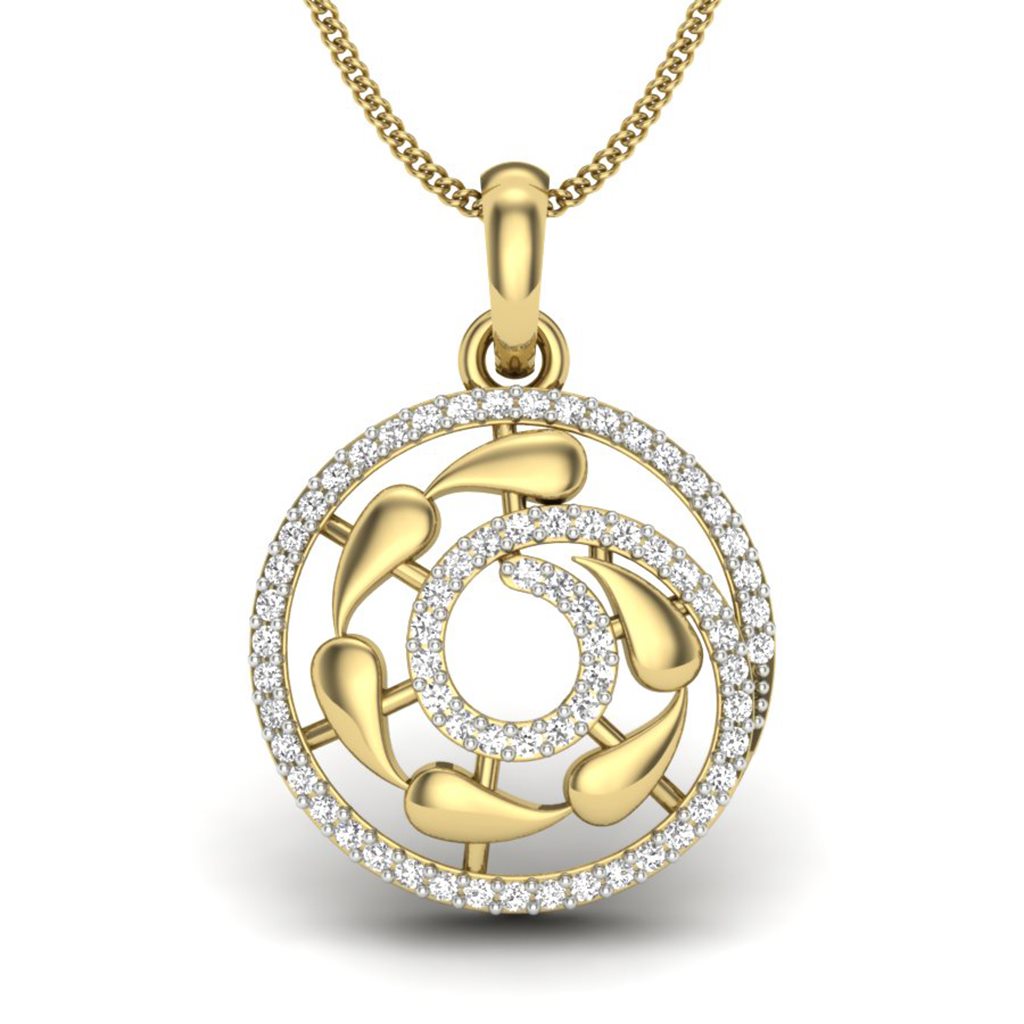 IGI Certified Natural Diamond Design Pendant 14K/18K Fine Yellow Gold