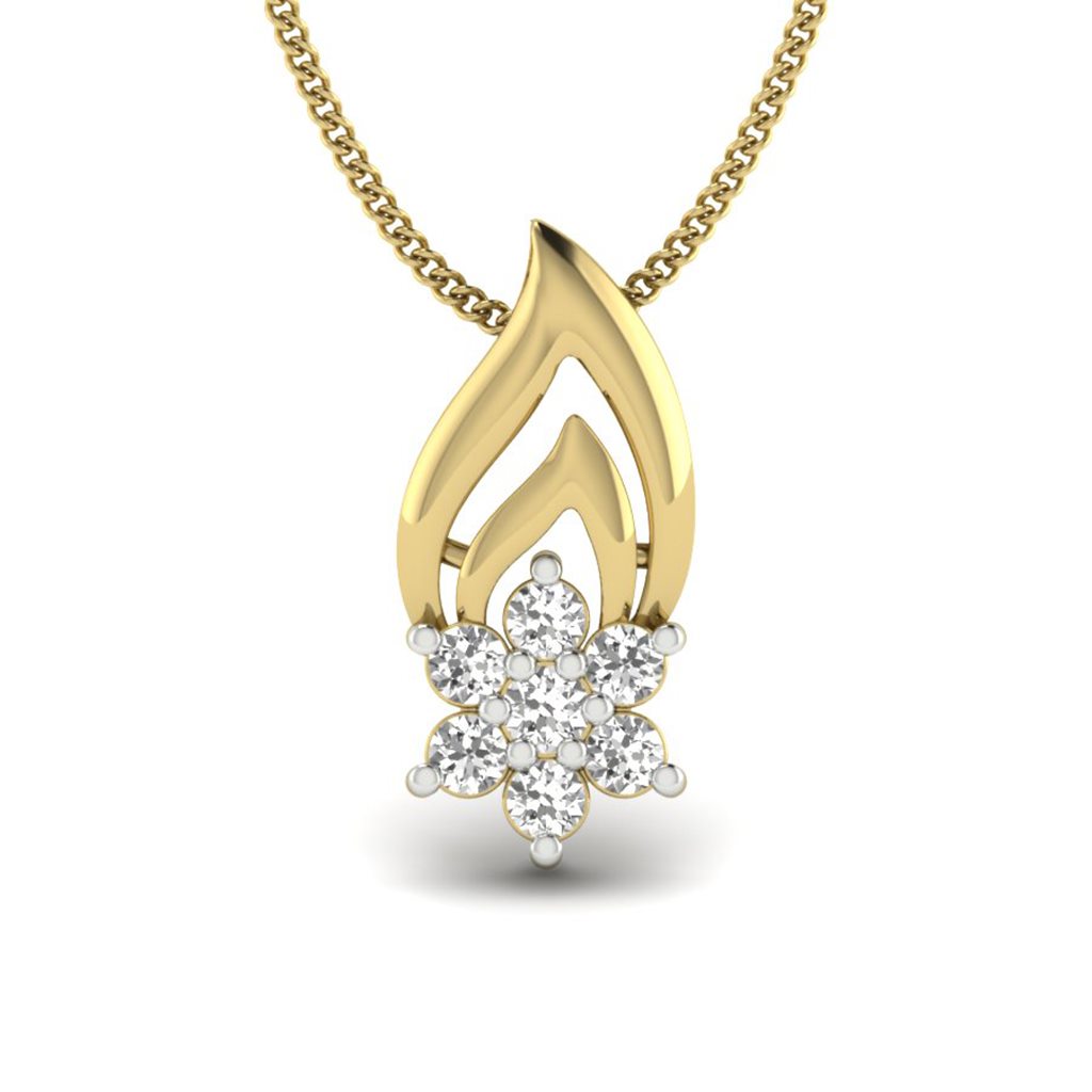 IGI Certified Natural Diamond Design Pendant 14K/18K Fine Yellow & White Gold