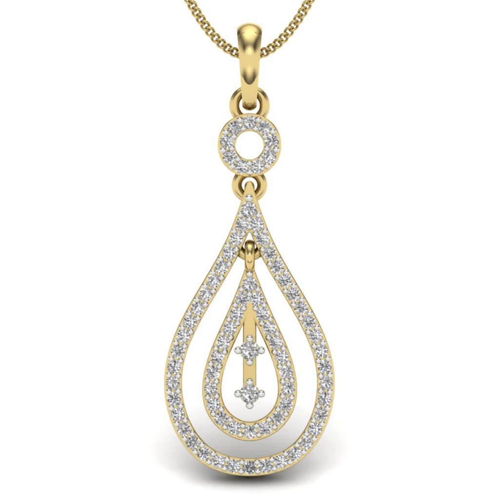 IGI Certified Natural Diamond Design Pendant 14K/18K Fine Yellow Gold