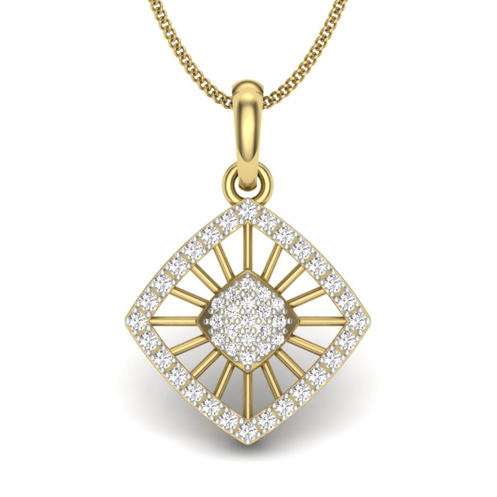 IGI Certified Natural Diamond Design Pendant 14K/18K Fine Yellow & White Gold