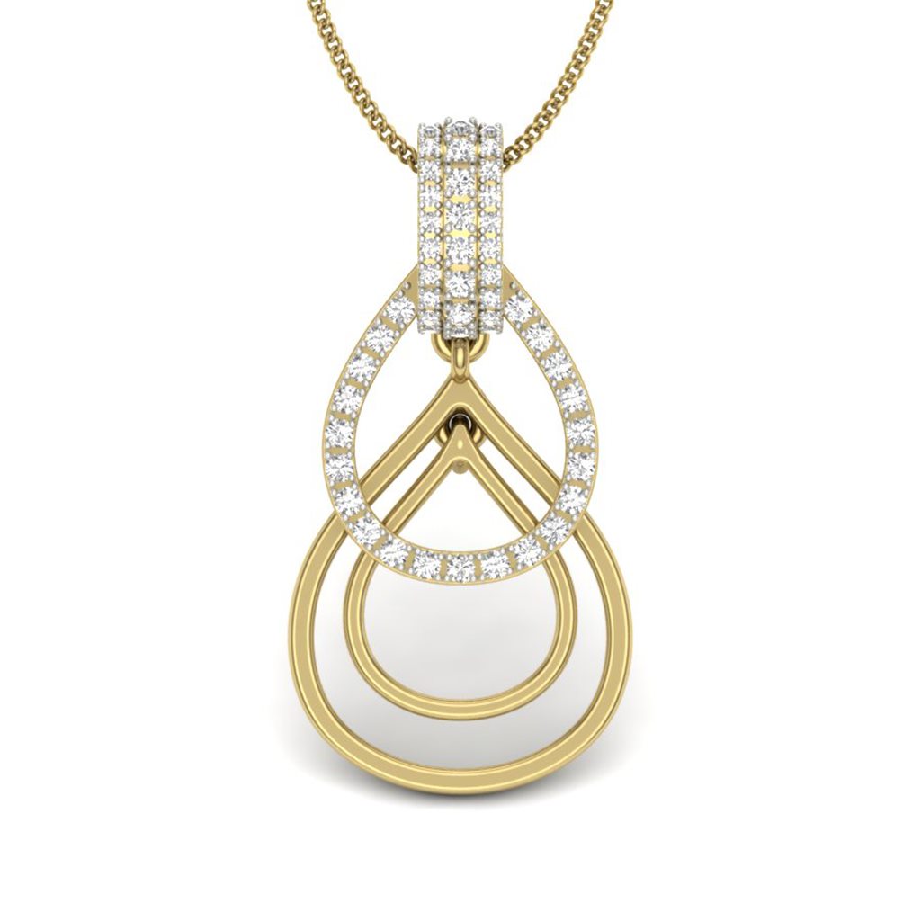 IGI Certified Natural Diamond Design Pendant 14K/18K Fine Yellow Gold