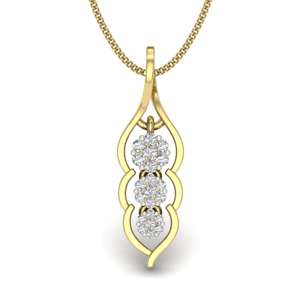 IGI Certified Natural Diamond Design Pendant 14K/18K Fine Yellow Gold