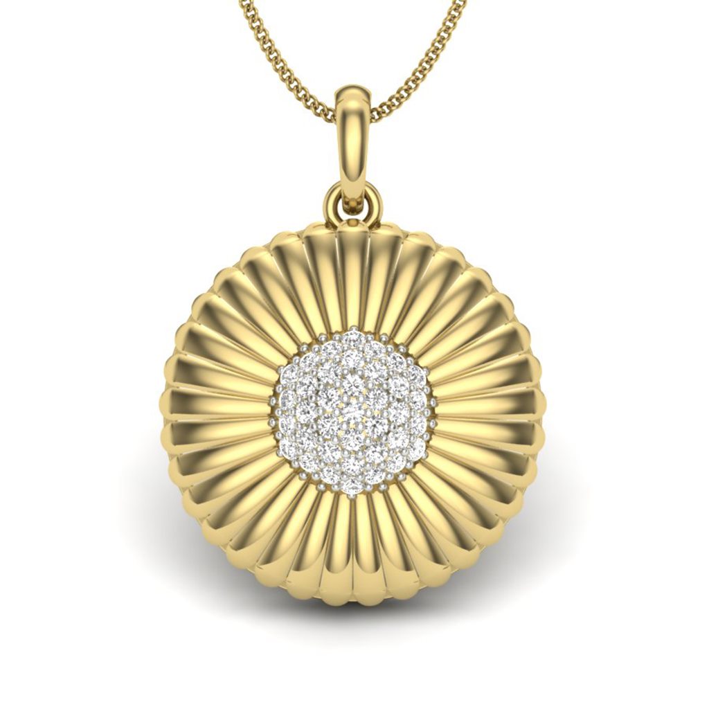 IGI Certified Natural Diamond Design Pendant 14K/18K Fine Yellow Gold