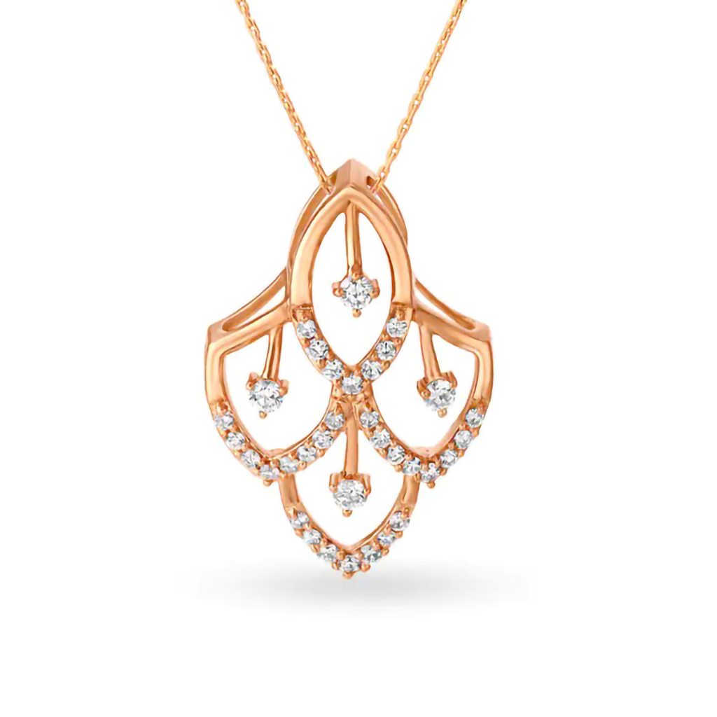 IGI Certified Natural Diamond Design Pendant 14K/18K Fine Rose Gold