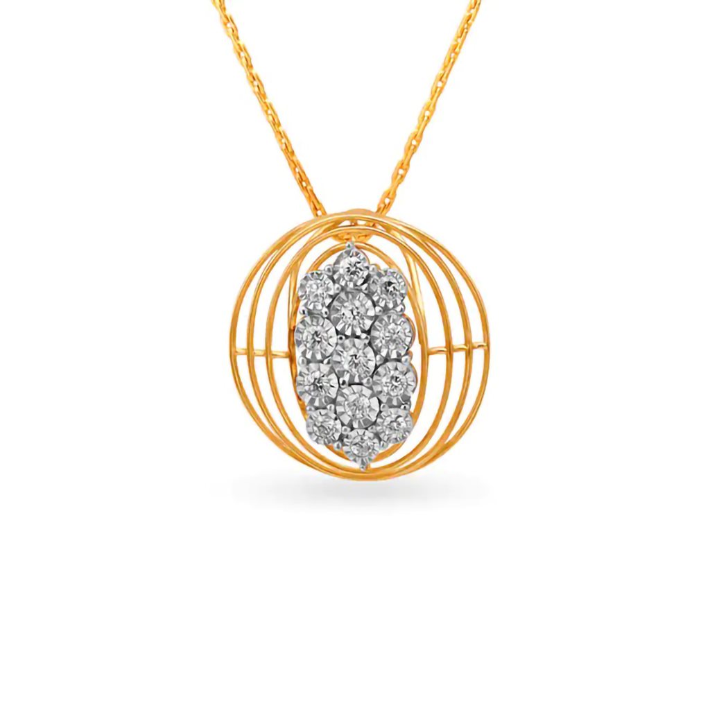 IGI Certified Natural Diamond Design Pendant 14K/18K Fine Yellow Gold