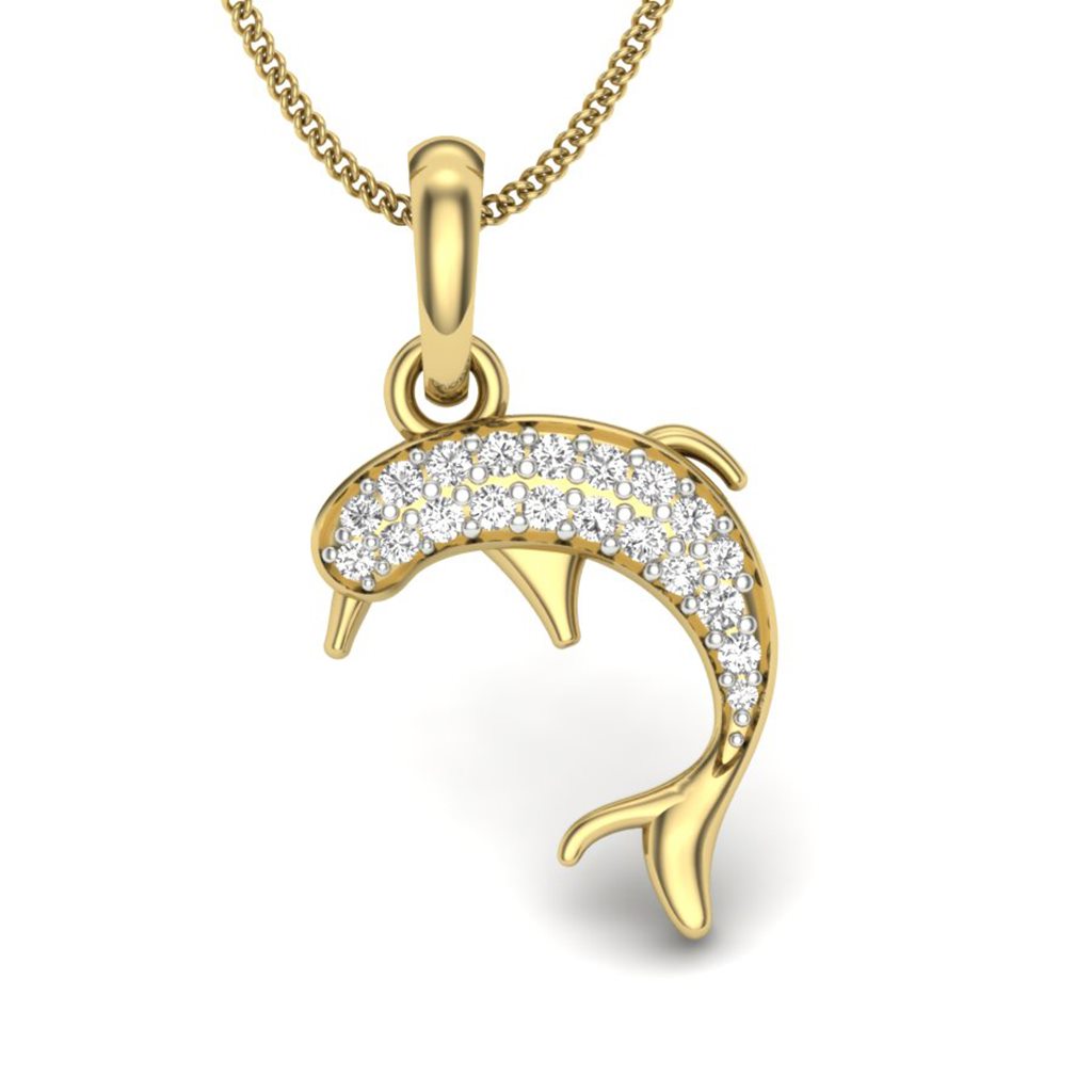 IGI Certified Natural Diamond Design Pendant 14K/18K Fine Yellow Gold