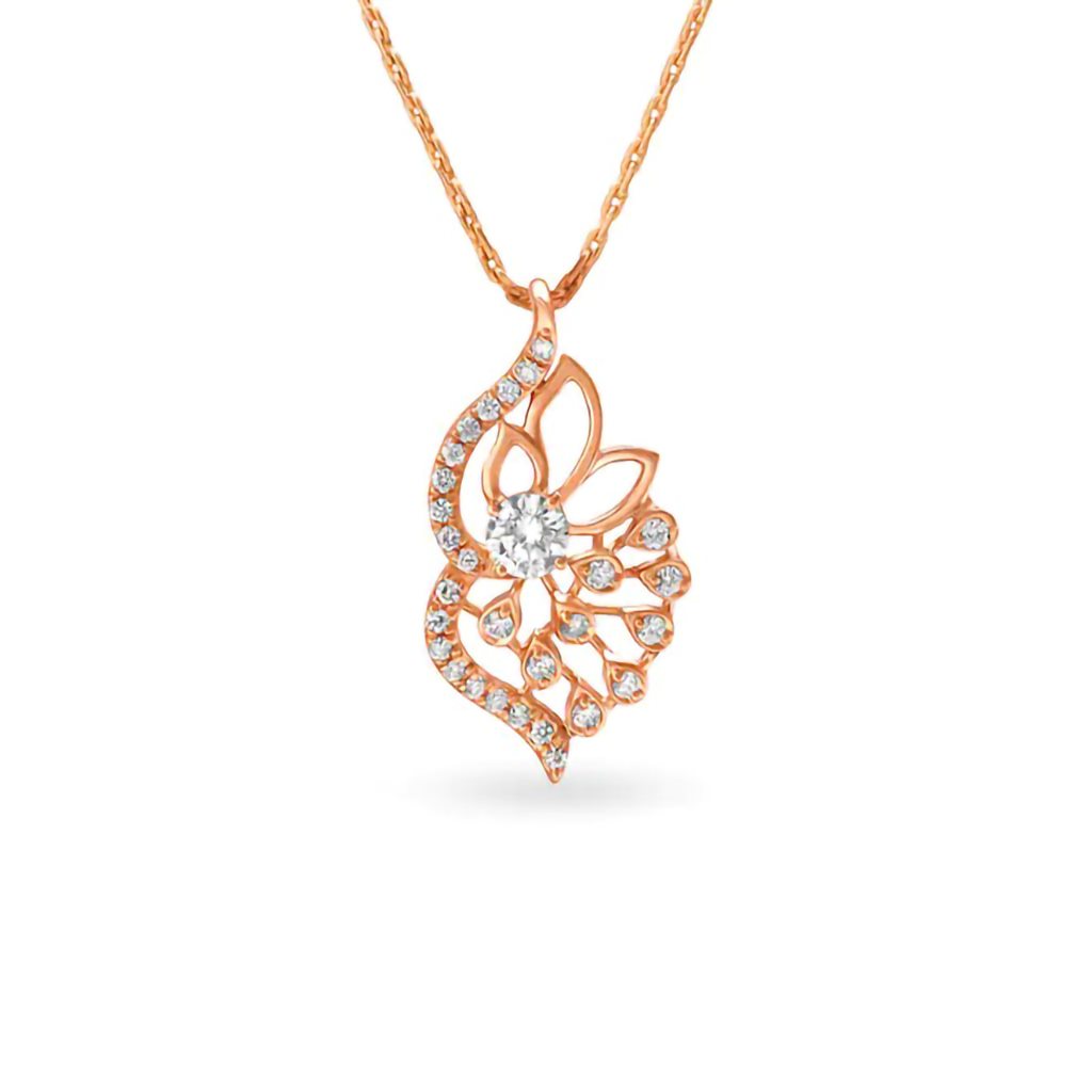 IGI Certified Natural Diamond Design Pendant 14K/18K Fine Rose Gold