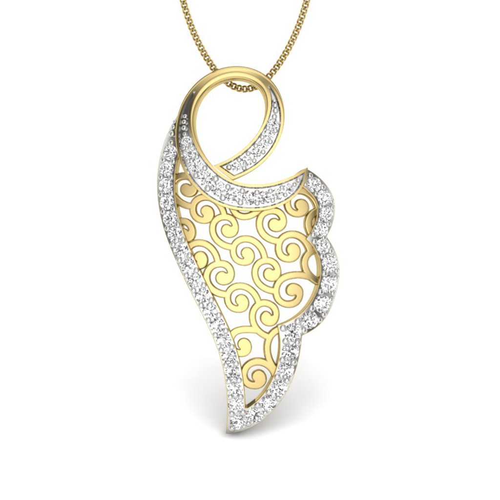 IGI Certified Natural Diamond Design Pendant 14K/18K Fine Yellow & white Gold