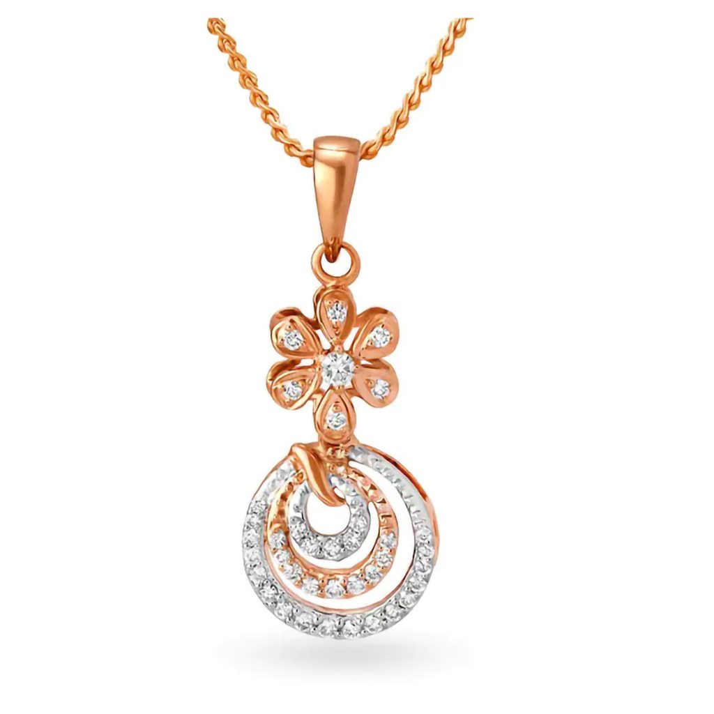 IGI Certified Natural Diamond Design Pendant 14K/18K Fine Rose Gold