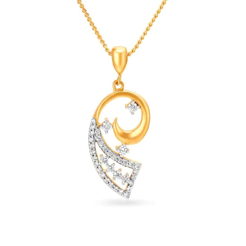 IGI Certified Natural Diamond Design Pendant 14K/18K Fine Yellow Gold