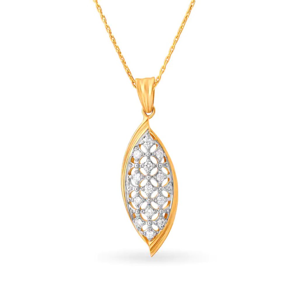 IGI Certified Natural Diamond Design Pendant 14K/18K Fine Yellow Gold