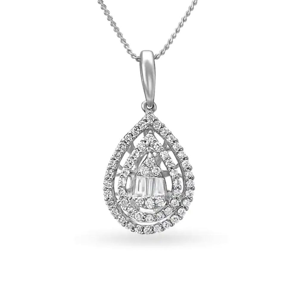 IGI Certified Natural Diamond Design Pendant 14K/18K Fine White Gold