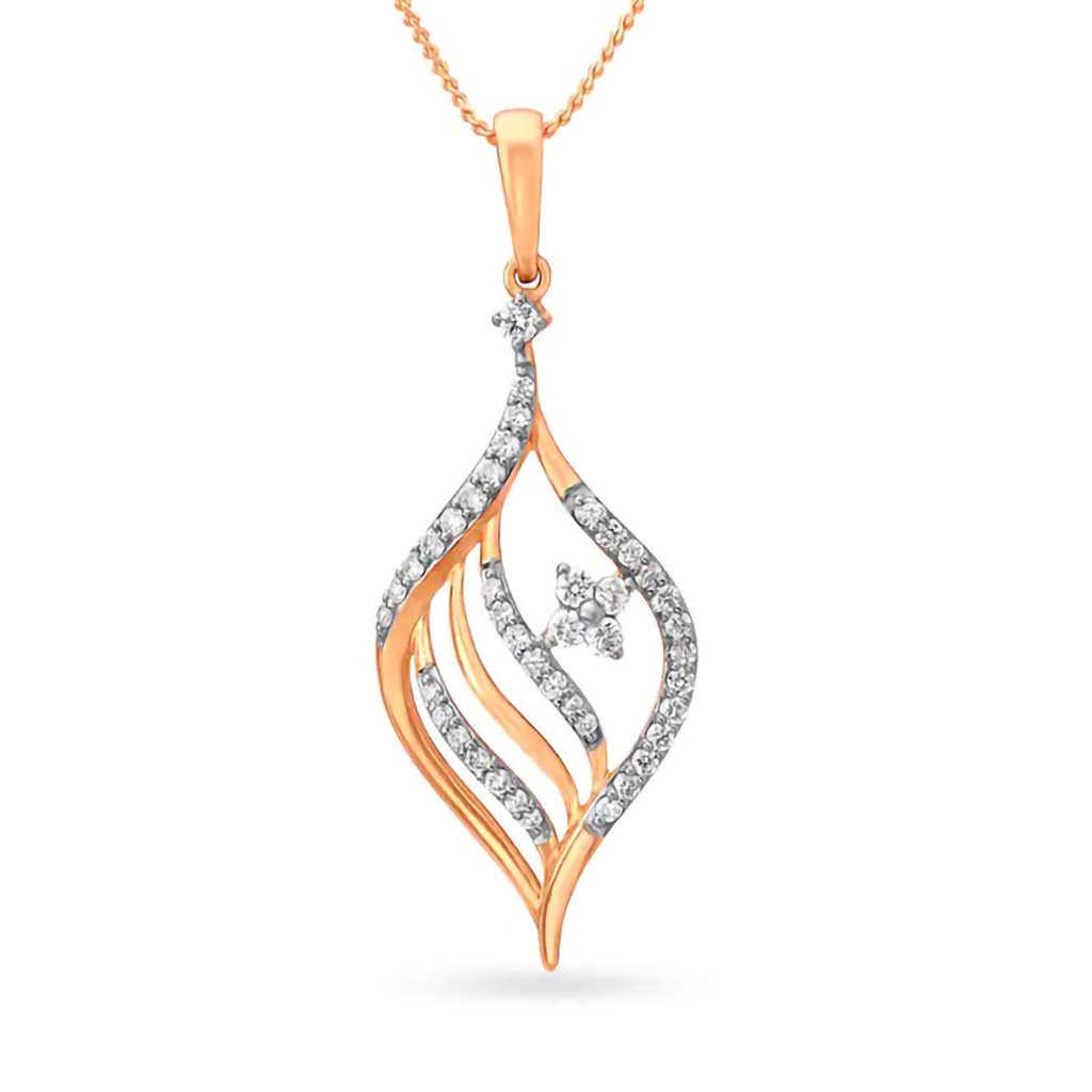 IGI Certified Natural Diamond Design Pendant 14K/18K Fine Rose Gold