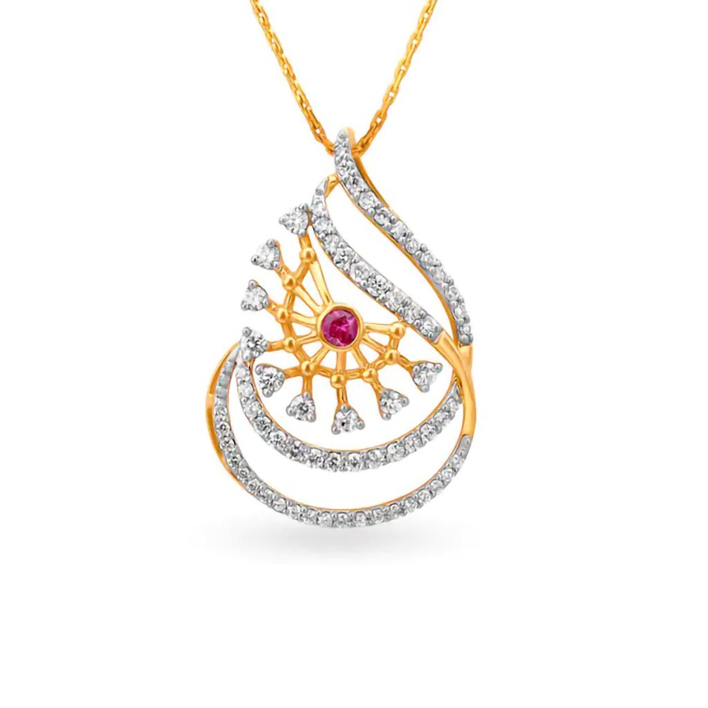 IGI Certified Natural Diamond Design Pendant 14K/18K Fine Yellow Gold