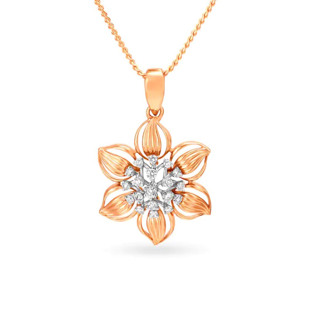 IGI Certified Natural Diamond Design Pendant 14K/18K Fine Rose Gold