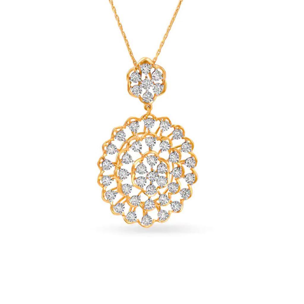 IGI Certified Natural Diamond Design Pendant 14K/18K Fine Yellow Gold