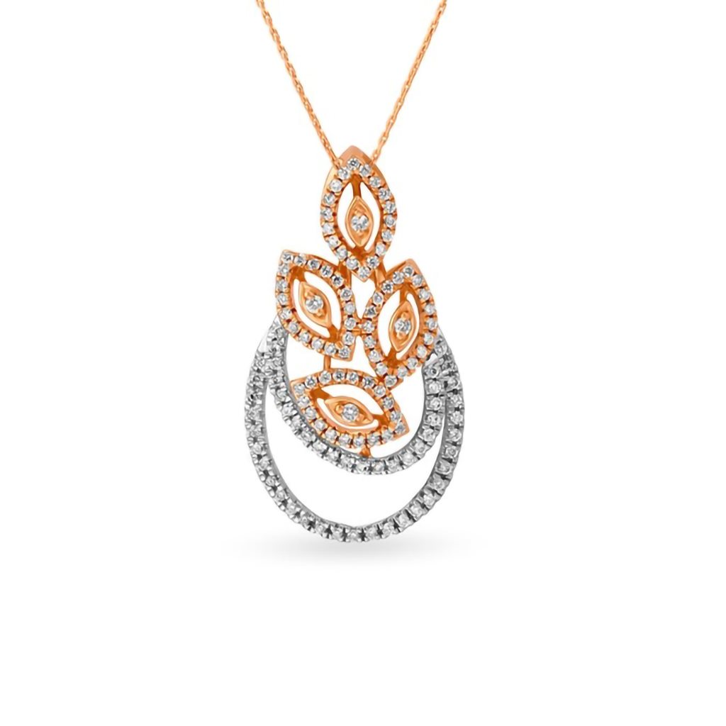 IGI Certified Natural Diamond Design Pendant 14K/18K Fine Rose Gold