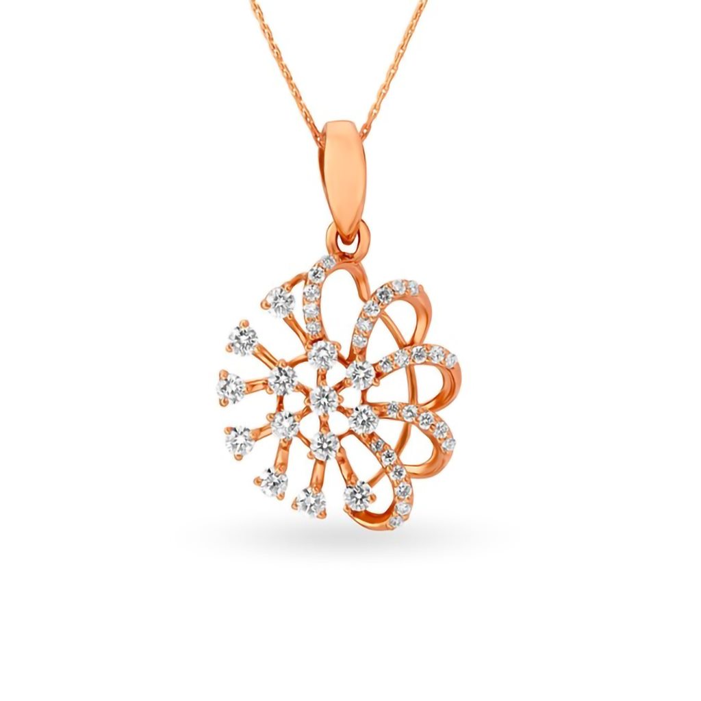 IGI Certified Natural Diamond Design Pendant 14K/18K Fine Rose Gold