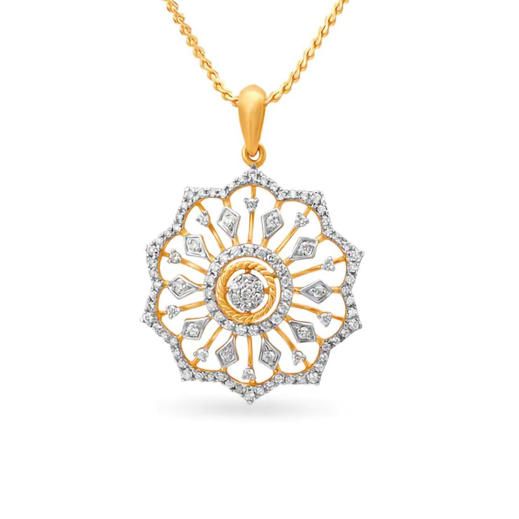 IGI Certified Natural Diamond Design Pendant 14K/18K Fine Yellow Gold