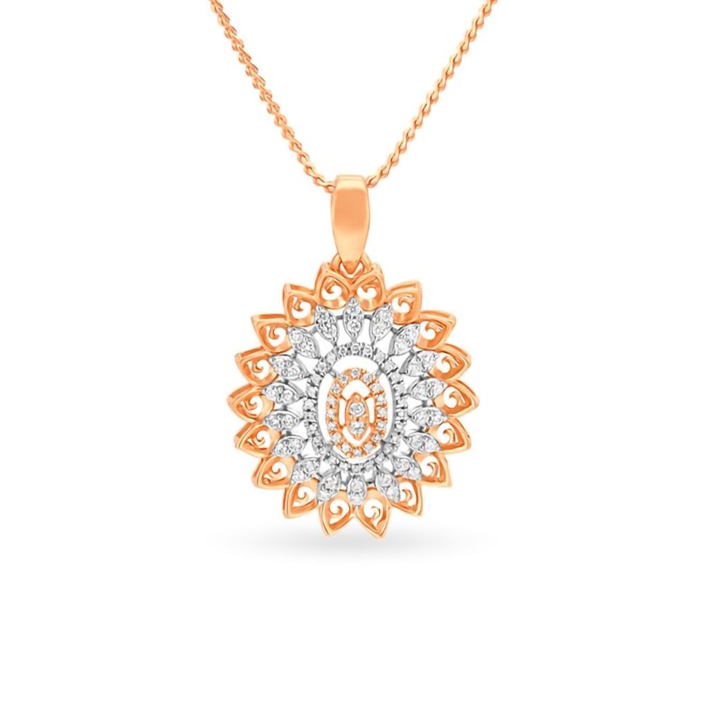 IGI Certified Natural Diamond Design Pendant 14K/18K Fine Rose Gold