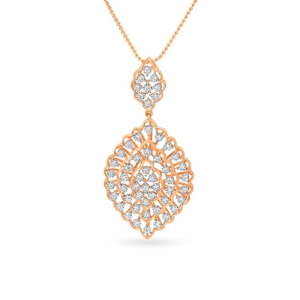 IGI Certified Natural Diamond Design Pendant 14K/18K Fine Rose Gold