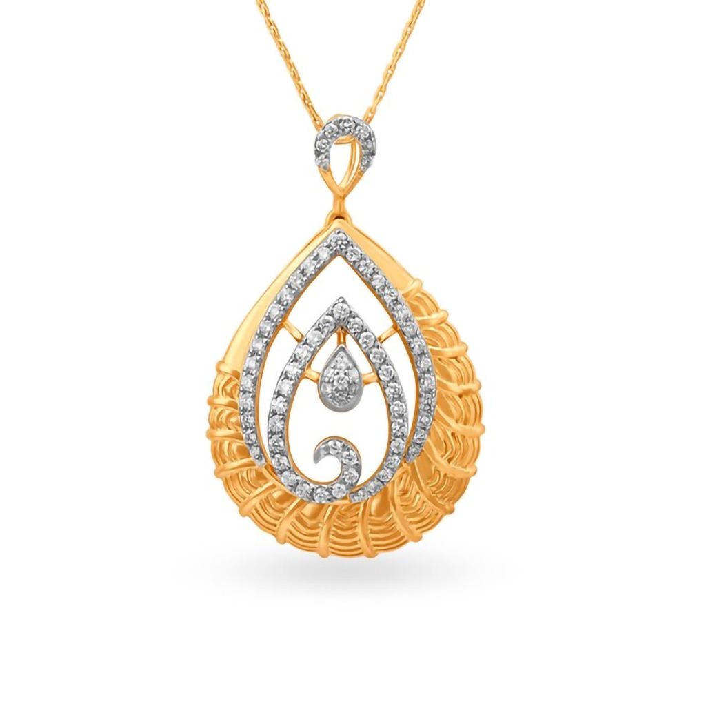 IGI Certified Natural Diamond Design Pendant 14K/18K Fine Yellow Gold